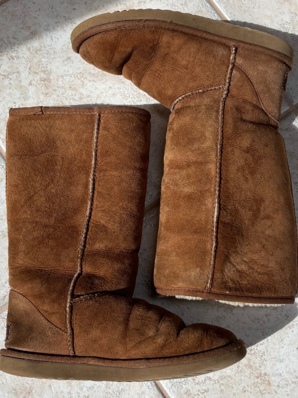 UGG Australia Classic Tall Chestnut Suede Sheepskin Boots Brown 5815 Size 7